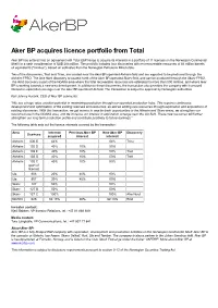 Aker BP Acquires Licence Portfolio from Total