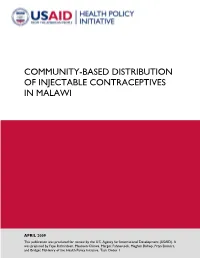 Community-Based Distribution of Injectable Contraceptives in Malawi