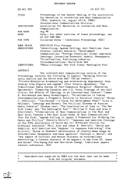 DOCUMENT RESUME Proceedings of the Annual Meeting of The