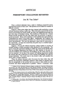 Peremptory Challenges Revisited