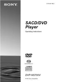 SACD/DVD Player Operating Instructions