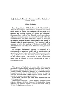 A. J. Greimas's Narrative Grammar and the Analysis of Sonata Form1