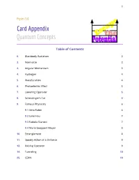 Card Appendix Quantum Concepts