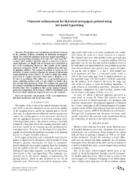 Character Enhancement for Historical Newspapers Printed Using Hot Metal Typesetting