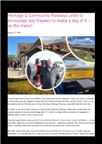 Heritage & Community Railways Unite to Encourage Day Trippers to Make A