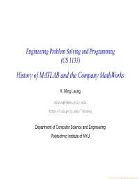 History of MATLAB and the Company Mathworks