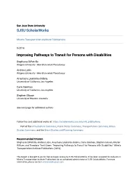 Improving Pathways to Transit for Persons with Disabilities