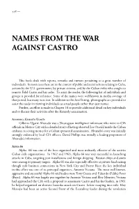 Names from the War Against Castro