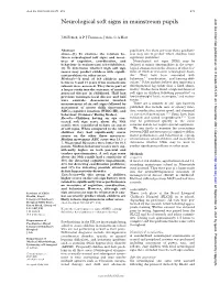 Neurological Soft Signs in Mainstream Pupils Arch Dis Child: First Published As 10.1136/Adc.85.5.371 on 1 November 2001