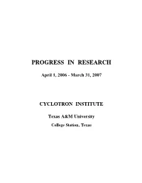 Progress in Research