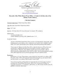Records of the White House Press Office: a Guide to Its Records at the Jimmy Carter Library