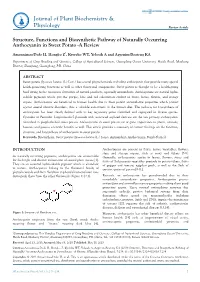 Structure, Functions and Biosynthetic Pathway of Naturally Occurring Anthocyanin in Sweet Potato -A Review