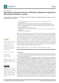 Systematic Literature Review of Realistic Simulators Applied in Educational Robotics Context