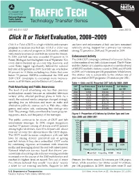 Traffic Tech: "Click It Or Ticket" Evaluation, 2008–2009