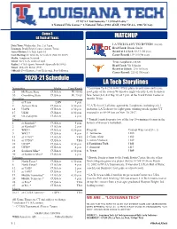 2020-21 Schedule MATCHUP LA Tech Storylines