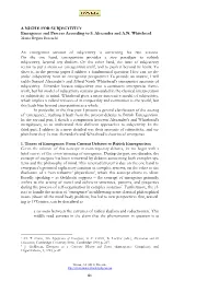 A NICHE for SUBJECTIVITY Emergence and Process According to S