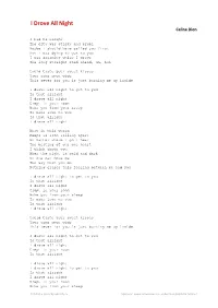 Celine Dion I Drove All Night