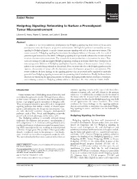 Hedgehog Signaling: Networking to Nurture a Promalignant Tumor Microenvironment