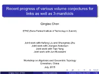 Recent Progress of Various Volume Conjectures for Links As Well As 3-Manifolds