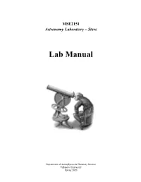 Astronomy Lab Manual
