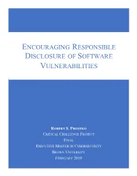 Encouraging Responsible Disclosure of Software Vulnerabilities