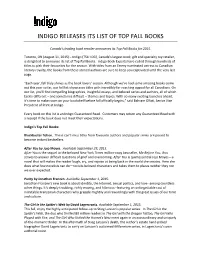 Indigo Releases Its List of Top Fall Books