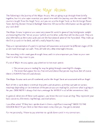 Major Arcana the Following Is the Journey of the Major Arcana