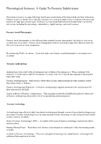 Physiological Sciences: a Guide to Forensic Subdivisions