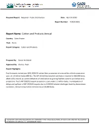 Report Name: Cotton and Products Annual