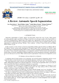 Automatic Speech Segmentation