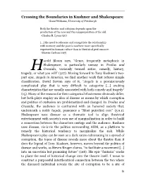 Crossing the Boundaries in Kushner and Shakespeare Grant Williams, University of Pittsburgh
