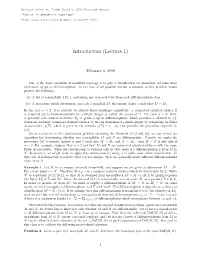 Introduction (Lecture 1)