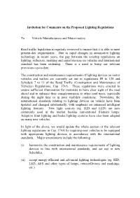 Invitation for Comments on the Proposed Lighting Regulations To