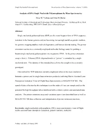 1 Analysis of DNA Single Nucleotide Polymorphisms by Mass