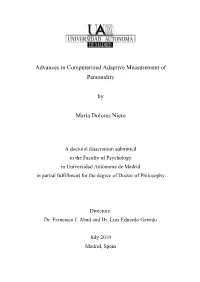 Advances in Computerized Adaptive Measurement of Personality By