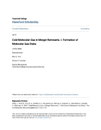 Cold Molecular Gas in Merger Remnants. I. Formation of Molecular Gas Disks