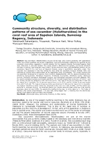 Community Structure, Diversity, and Distribution Patterns of Sea Cucumber