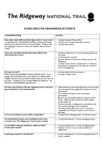 Guidelines for Organisers of Events