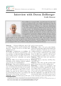 Interview with Doron Zeilberger Touﬁk Mansour