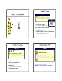 Lecture J2: Java Applets