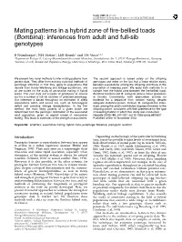 Mating Patterns in a Hybrid Zone of Fire-Bellied Toads