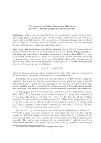 The Geometry of Lubin-Tate Spaces (Weinstein) Lecture 1: Formal Groups and Formal Modules