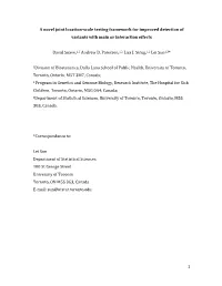 1 a Novel Joint Location-‐Scale Testing Framework for Improved Detection Of