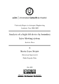 Analysis of a High-Lift Device by Boundary Layer Blowing System