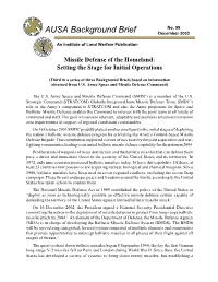 Missile Defense of the Homeland: Setting the Stage for Initial Operations