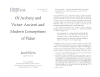 Of Archery and Virtue: Ancient and Modern Conceptions of Value