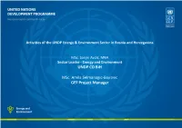 UNDP CO Bih Msc. Amila Selmanagic-Bajrovic GEF Project
