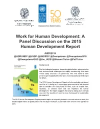 Work for Human Development: a Panel Discussion on the 2015 Human Development Report