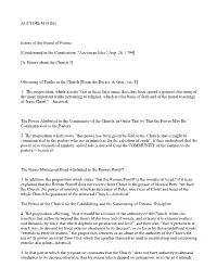 AUCTOREM FIDEI Errors of the Synod of Pistoia