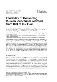 Feasibility of Converting Russian Icebreaker Reactors from HEU to LEU Fuel
